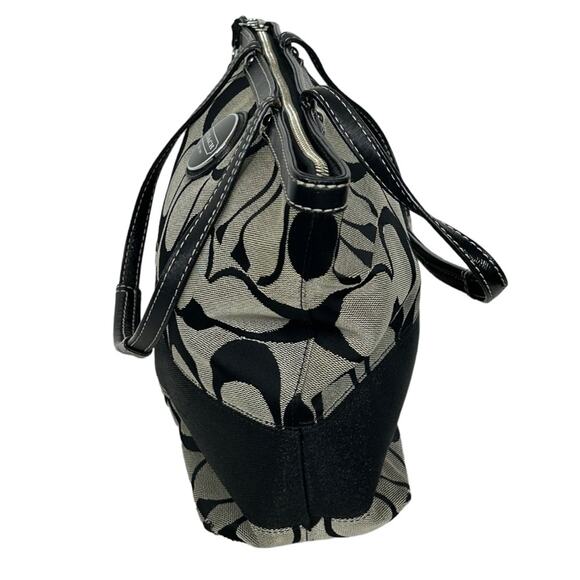 Coach Vintage Signature Canvas Stripe Large Tote Black & Khaki - Picture 8 of 12